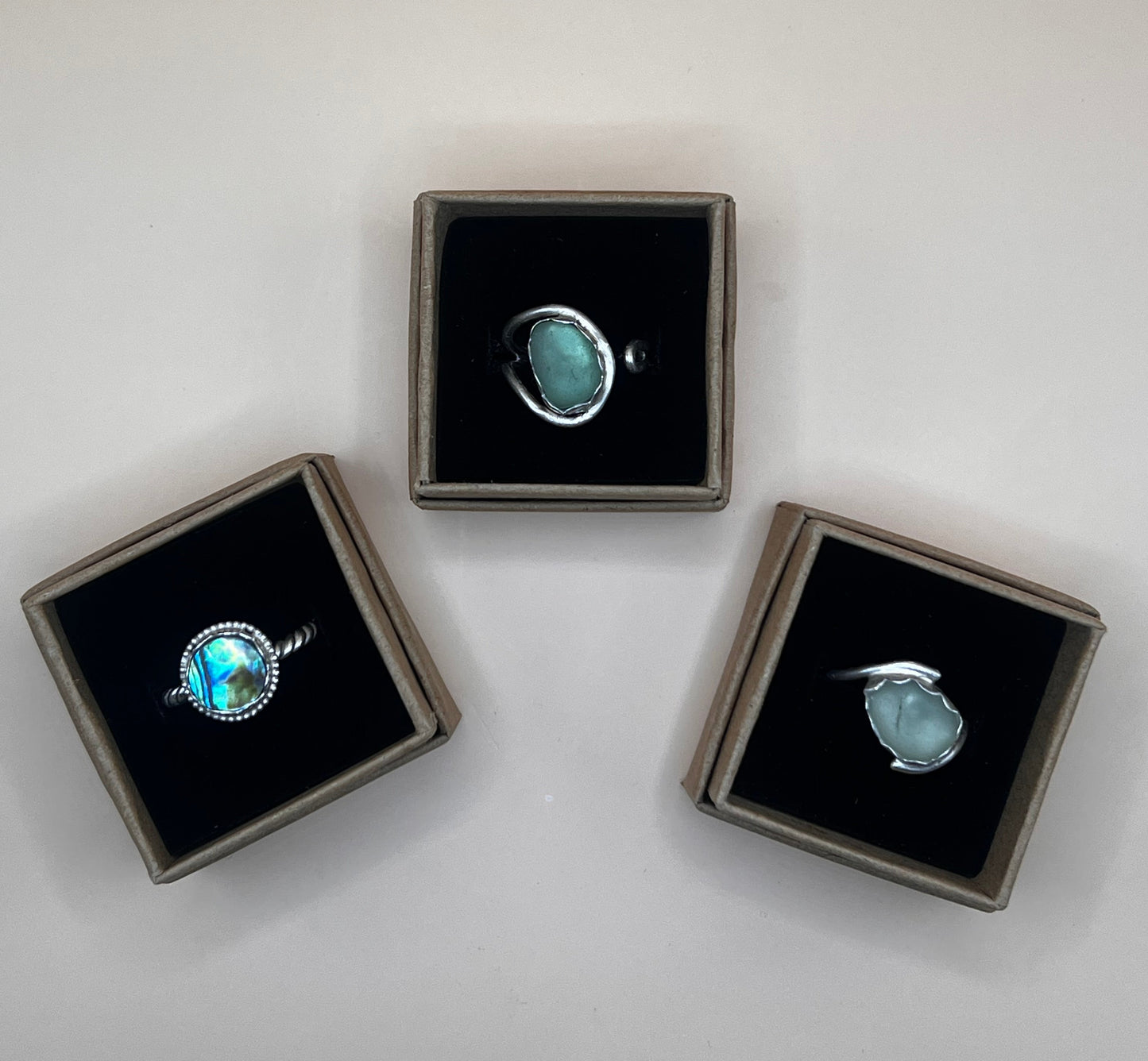 Elegant Blue Sea Glass Ring