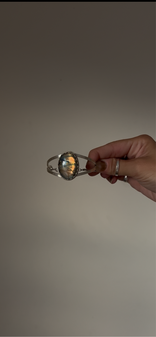 Labradorite Cuff - With Chain