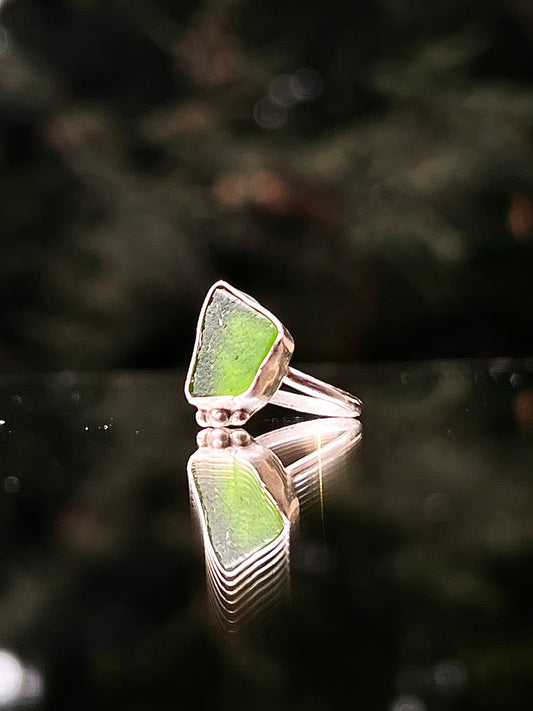 Dainty Green Sea Glass Ring