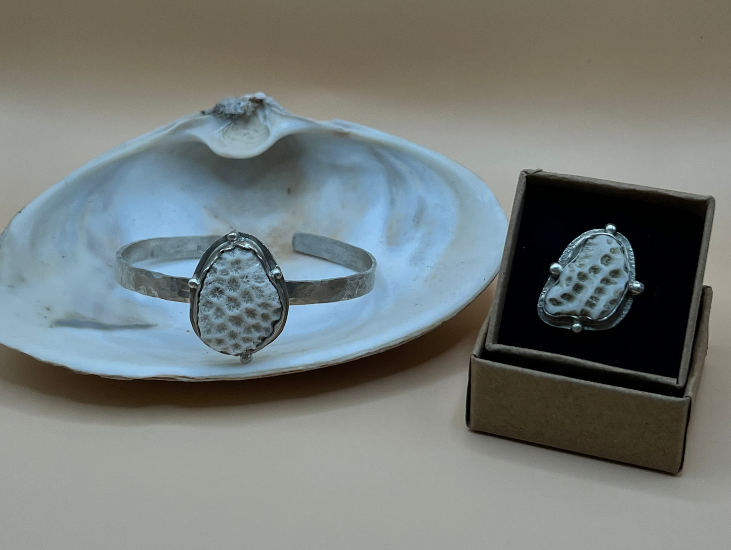 Coral Cuff and Ring Set