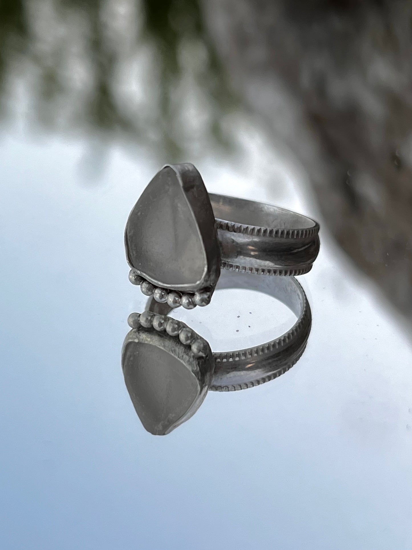 Clear Sea Glass Statement Ring