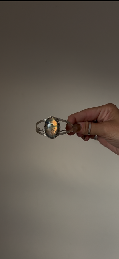 Labradorite Cuff - With Chain