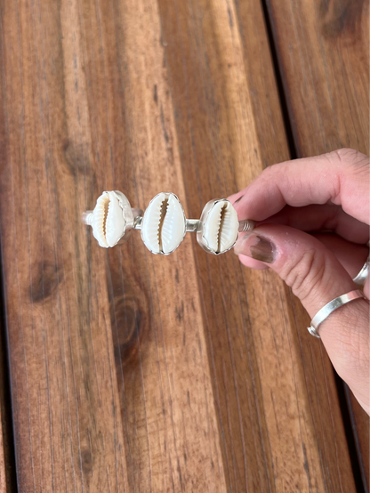 Triple Cowrie Shell Cuff