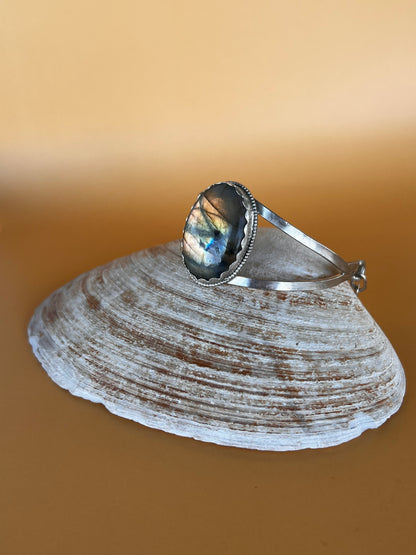 Labradorite Cuff - With Chain