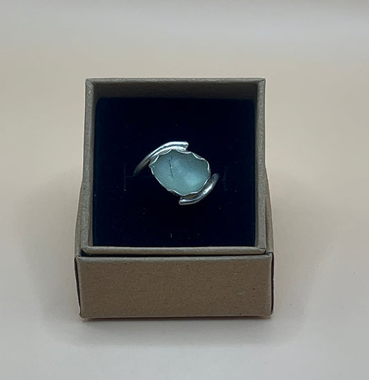Elegant Blue Sea Glass Ring