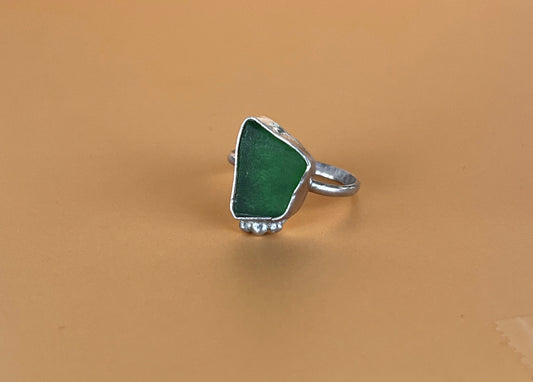 Dainty Green Sea Glass Ring