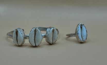 Cowrie Shell Ring and Cuff Set