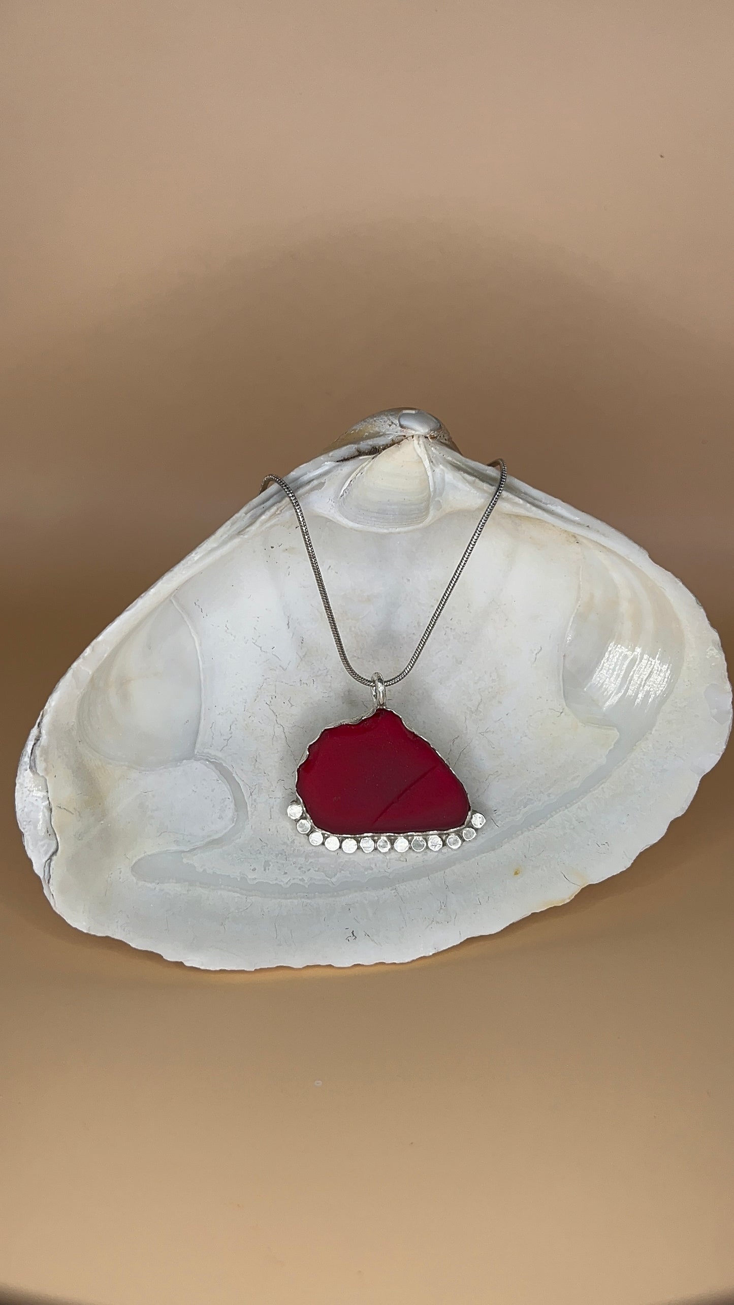 Ruby Red Sea Glass Pendant