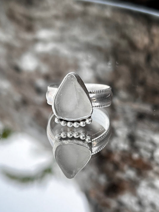 Clear Sea Glass Statement Ring