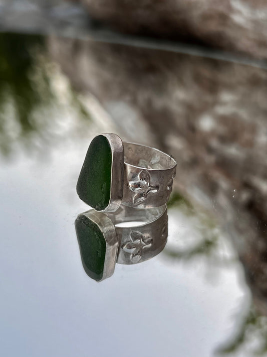 Green Sea Glass Ring