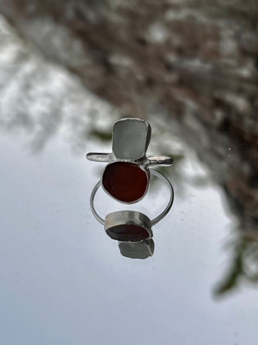 Dual Sea Glass Dainty Ring