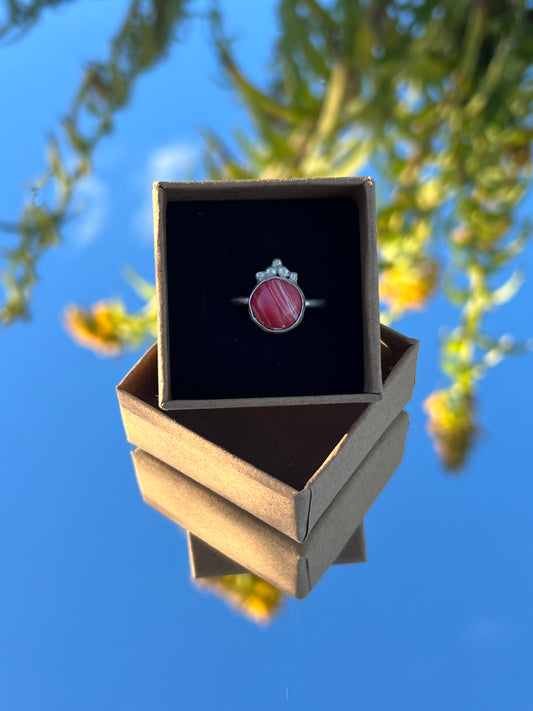 Rhodochrosite Crystal Ring