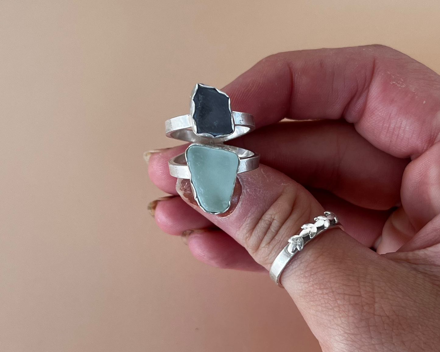 Cool Hue Sea Glass Ring
