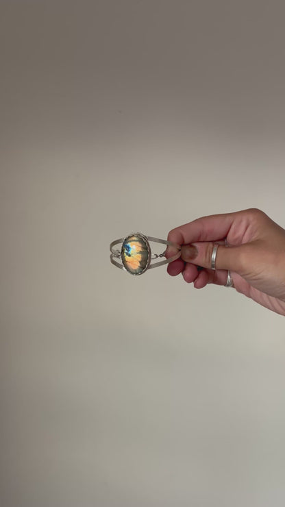 Labradorite Cuff - With Chain